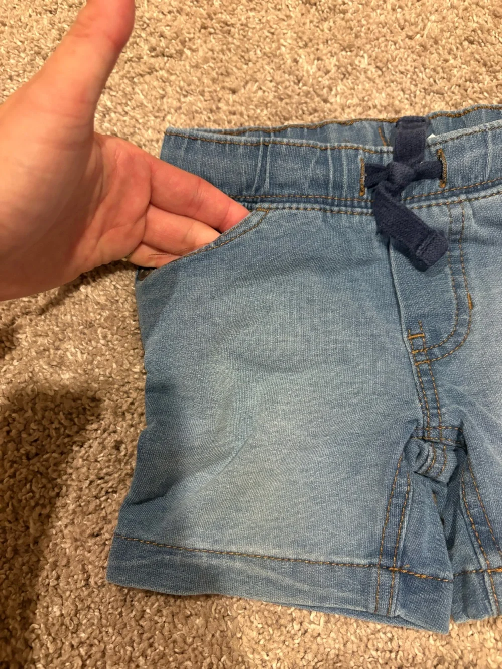 12m Light Blue Denim Elastic-Waist Jeans Shorts